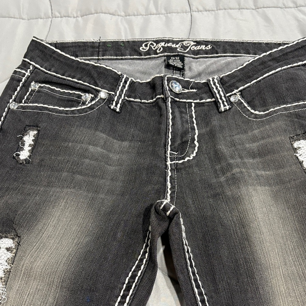 Request Jeans NEW  Rufus Women's Distressed Black Skinny Jeans